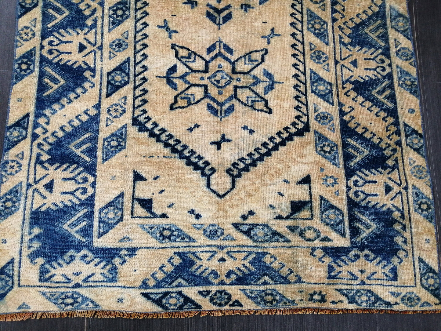 Blue Vintage Rug OUSHAK RUG 6x3.9 TURKISH Oushak Rug Wool Rug Hand Made Rugs