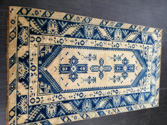 6.8 X 3.9 Rugs, Hand Made Rug, Oushak Rug, Rustic Rug, BLUE Rug, Rug Runner, Turkish Rug, Farmhouse Rug, Vintage Rug, Wool rug