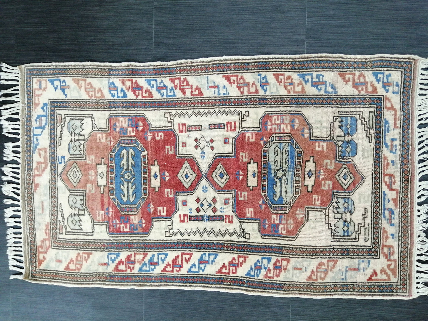Vintage Rug, Wool rug 4.4 X 2.6 RUG Hand Made Rug, Oushak Rug, Rustic Rug, Turkish Rug, Farmhouse Rug,