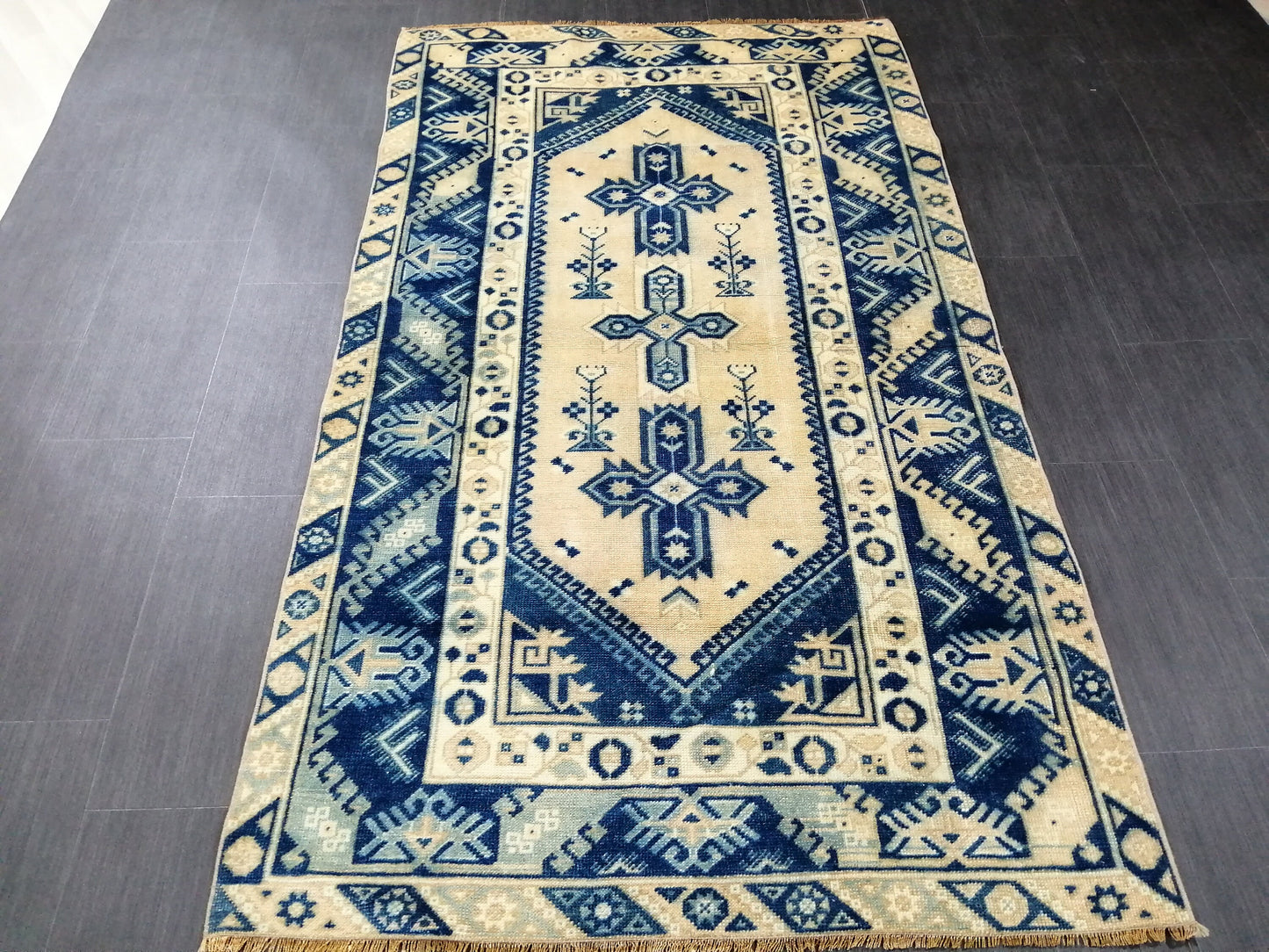 6.8 X 3.9 Rugs, Hand Made Rug, Oushak Rug, Rustic Rug, BLUE Rug, Rug Runner, Turkish Rug, Farmhouse Rug, Vintage Rug, Wool rug