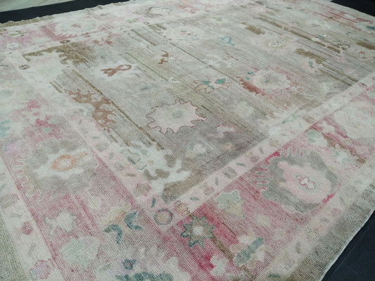 9x13 Muted Large OUSHAK RUG, TURKISH Oushak Rug, Vintage Oushak Rug, Wool Oushak Rug Hand Made Rugs, Made In Turkey Oushak Rug