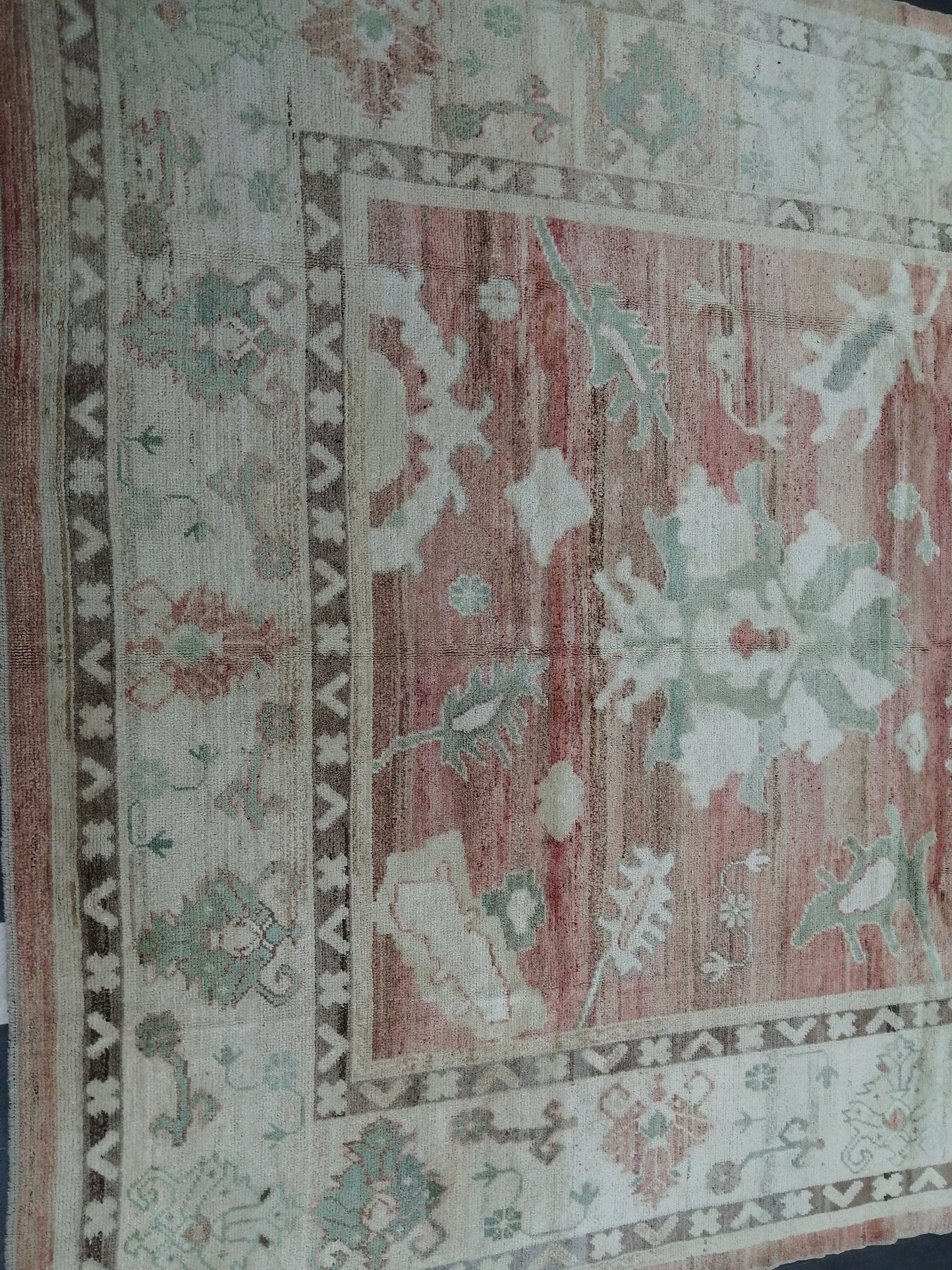 Vintage Muted OUSHAK RUG,12.5 x 8.9 Oushak Rug, Vintage Oushak Rug Wool Oushak Rug Hand Made Rugs, AUTHENTIC Oushak Rug