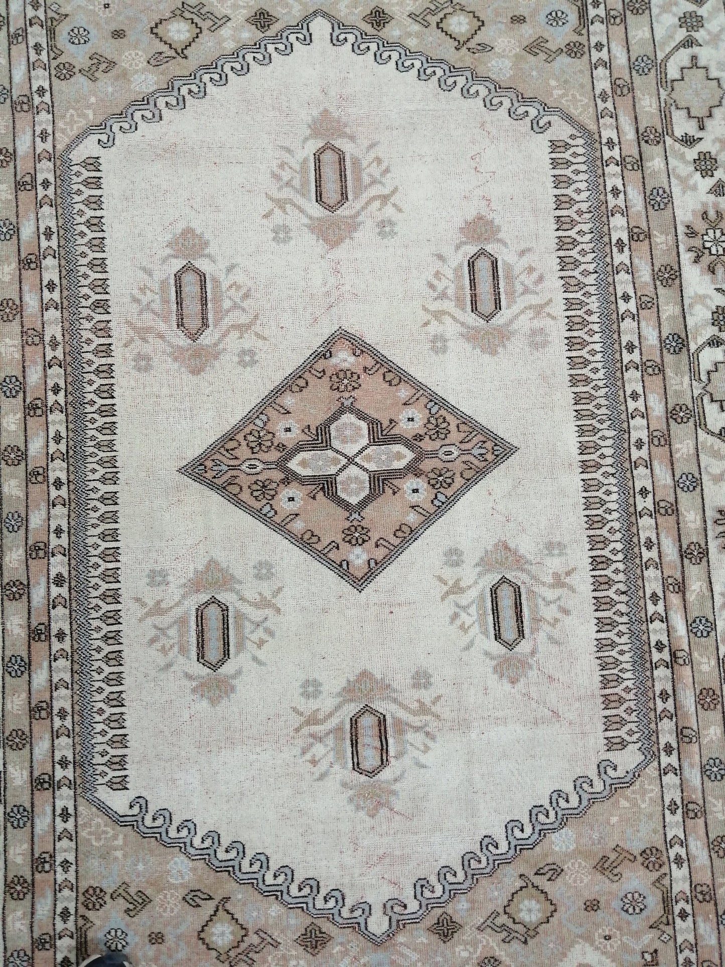 Neutral Rugs, 5.2 X 9 ft Vintage Rug Muted Oushak Rug, Rustic Rug, Turkish Rug, Farmhouse Rug, Wool rug