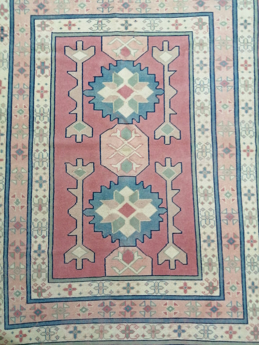 Pink OUSHAK RUG 6.2 x 4.3 Vintage Oushak Rug Vintage Rug Wool Oushak Rug Hand Made Rugs Vintage Turkish Rug