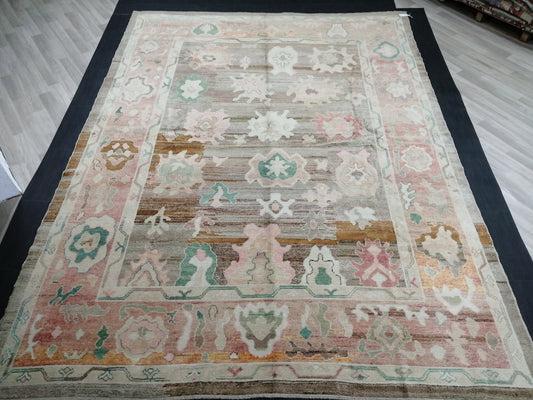 12 x 8.9 Vintage Muted OUSHAK RUG, TURKISH Oushak Rug, Wool Oushak Rug Hand Made Rugs, Vintage Oriental Rug