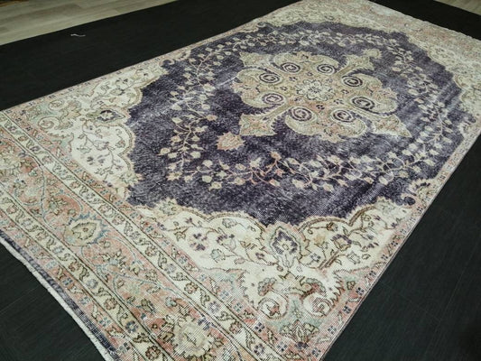Purple Vintage Runner Rug 10.6.x 5.4 Hallway Runner Rug Kitchen Runner Rug Hand Made Wool Runner Rug Wool Oushak Runner Rug