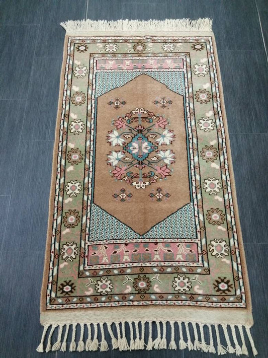 Vintage Rug 4.6 x 2.5 TURKISH HAND MADE Rugs Vintage Turkish Rugs Oushak Rug Hand Made Rug, Vintage Oushak Rug, Wool Rug