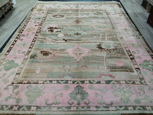 OUSHAK RUG,9.2 x 12.2 TURKISH Oushak Rug, Vintage Oushak Rug Wool Oushak Rug Hand Made Rugs, Authentic Oushak Rug