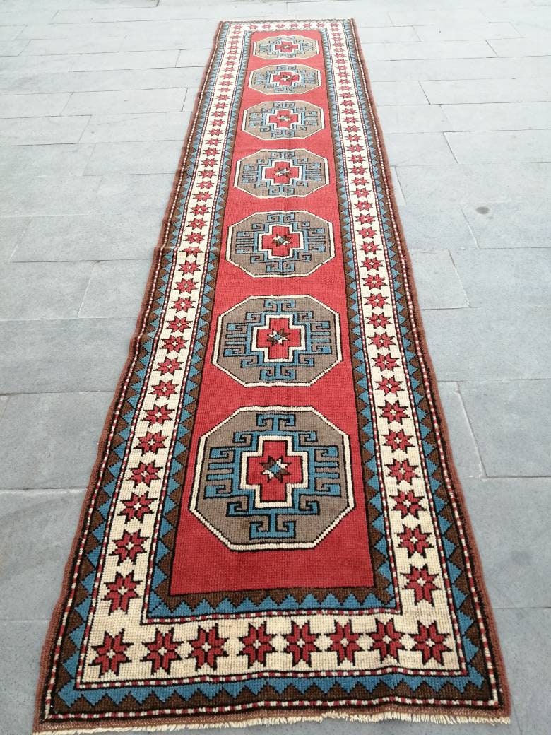XL Turkish Runner Rug 2.8 x 13 Vintage Runner Rug Hallway Runner Rug Kitchen Runner Rug Staircase l Runner Rug Extra Long Oushak Runner