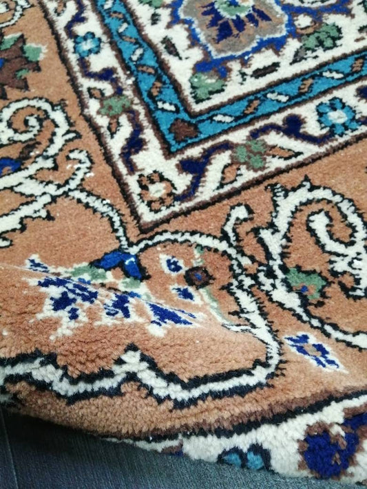 Navy High Wool Pile Vintage RUG 7 x 9.8 TURKISH Rug Vintage High Pile Oushak Rug Vintage Rug Wool Oushak Rug Blue Rugs Persian Rug 7x10 rug