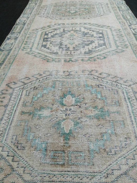 Turkish Runner Rug 3.9 x 11 Muted Vintage Runner Persian Hallway Runner Rug Kitchen Runner Rug Oriental Distressed Runner Rug Muted RUNNER