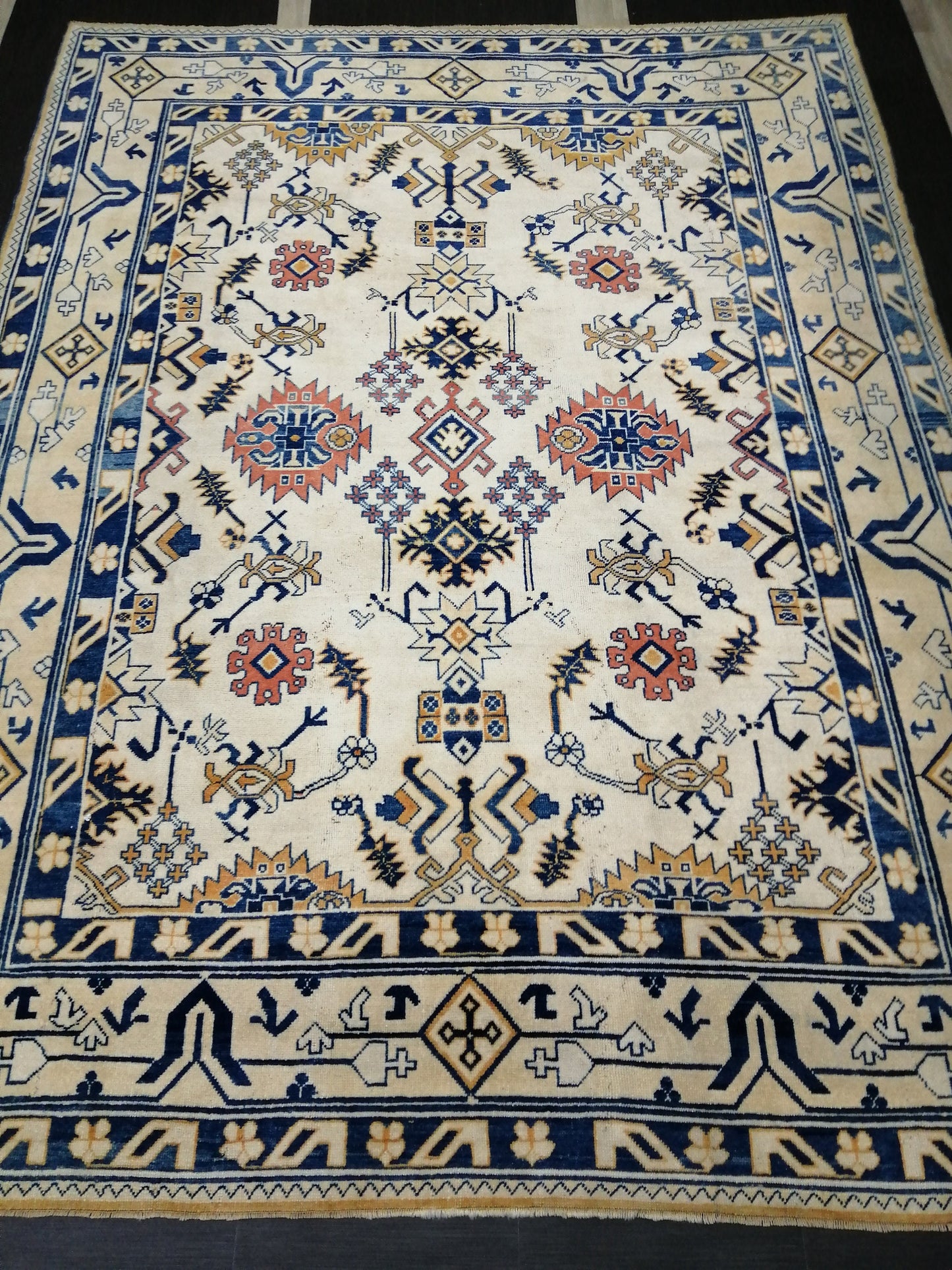 Oriental RUG 9 x 12 Oushak Rug Blue Persian Rug Navy Vintage Rug 9x12 Oushak Rugs Antique Turkish Rug Muted Quality Turkish room Rug