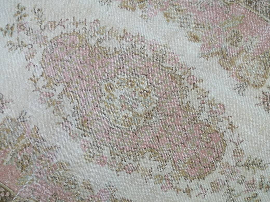 Pink Vintage RUG 5.8 x 9.5 Vintage TURKISH Rug Vintage Oushak Rug Vintage Pink Persian Rug Wool Oriental Rug Hand Made Muted Oriental rug