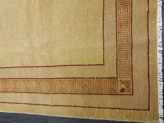 Oriental RUG 6.5 x 9.6 Brown TURKISH Oushak Rug Vintage Wool Rug Vintage Persian Rug Wool Nepal Rug Hand Made Rug Neutral Wool Rug
