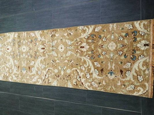 Muted Vintage Runner Rug 2x10. 8 Hallway Runner Rug Kitchen Runner Rug Wool Runner Rug Oushak Runner Rug Turkish Floral Runner Rug