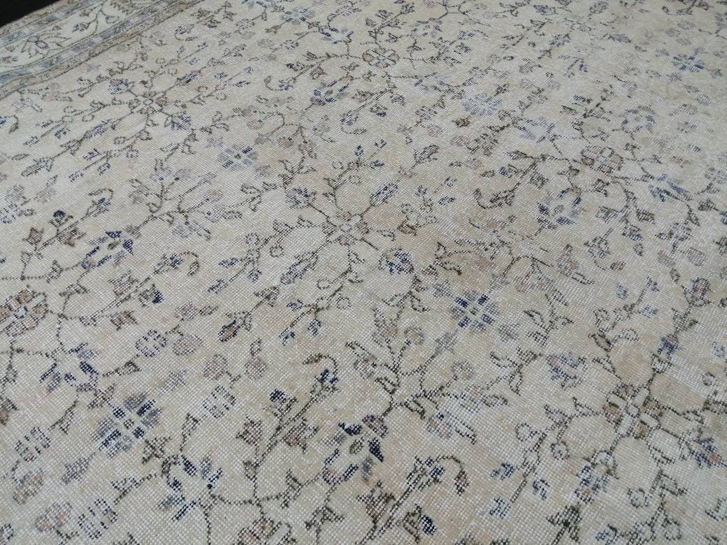 Muted Vintage Rug 6.6 x 10.4 Neutral Antique Rug Vintage Turkish Rug Wool Oriental Rug Muted Persian Hand Made Rugs Vintage Turkish Rug