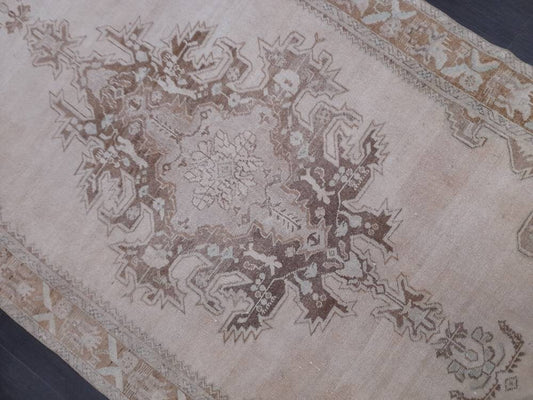 Cream Color Vintage RUG 5.3 x 10.7 TURKISH Rug Distressed Vintage Turkish Rug Muted Oushak Rug Large Persian Rugs Vintage Muted Oriental Rug