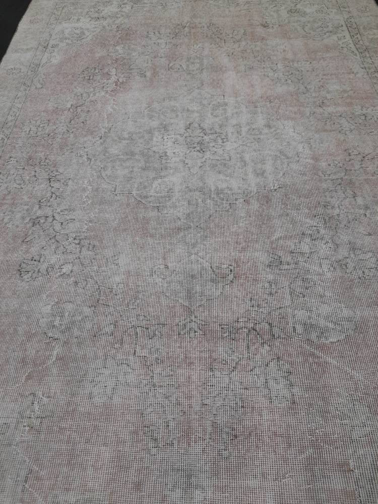 WOOL Distressed RUG 6.5 x 10 Turkish Oushak Rug Large Vintage Rug Tint of Pink Vintage Hand Made Persian Rug Muted Vintage Turkish Rug 7x10
