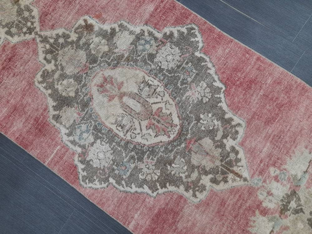 Handmade Runner Rug 2.6 x 11 Turkish Runner Rug Muted Vintage Runner Rug Oriental Hallway Runner Rug Kitchen Runner Rug Quality Wool Runner