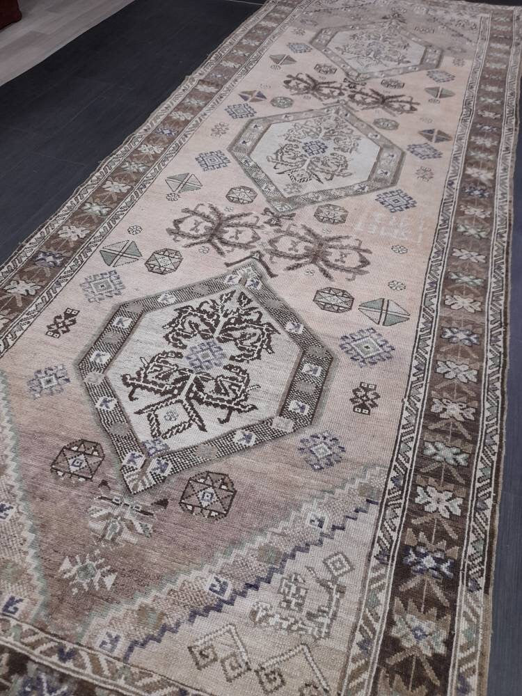 Vintage Persian Rug Unique Motif Rug 5 x 13.3 Persian Rug Vintage Hand Knotted Rug Eclectic Rug Hand Made Rug Living room Rug Turkish rug