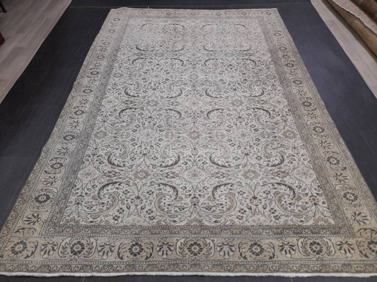 MUTED TURKISH RUG 6.5 x 9.4 Neutral Oushak Rug Vintage Oushak Rug Vintage Rug Wool Hand Made Rug Neutral Persian Rug Vintage Oriental Rug