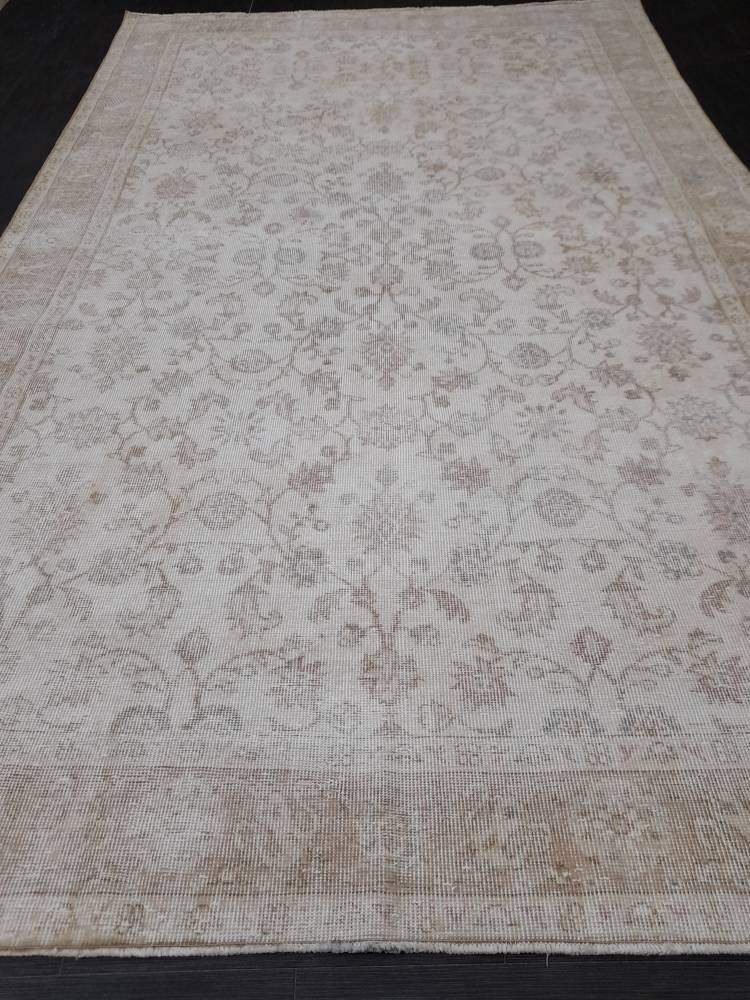 Muted Vintage RUG 6.3 x 10.2 TURKISH Rug Distressed Vintage Rug Wool Oushak Rug Large Hand Made Rugs Vintage Turkish Rug 6x10