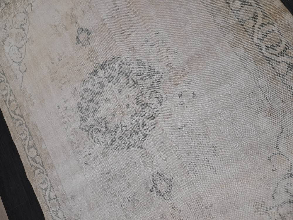 Muted Turkish Muted 6.8 x 10 Oushak Rug Large Area Rug Distressed Vintage Rug Oushak Rug 7 by 10 Muted Rug Hand Knotted Rug