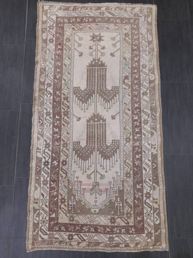 Muted Vintage Rug Muted Turkish 3 x 5.6 Rug Oushak Rug, Rustic Rug, Muted Rug, Vintage Turkish Rug, Farmhouse Rug, Vintage Rug, Wool rug