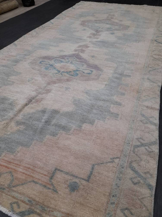 Vintage Wool Rug 5 x 10.8 Turkish Oushak Rug Muted Rug Muted Vintage Turkish Rug Oriental Rug, Vintage Rug Soft Wool Rug