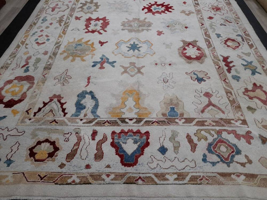9x12 OUSHAK RUG Authentic TURKISH Oushak Rug Vintage Oushak Rug Wool Oriental Rug Hand Made Rug Hand Knotted Rug Made In Turkey Natural Dyes