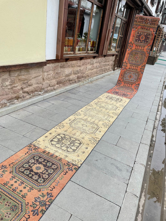 Vintage Staircase Runner Rug 2.3 x 31 ft Extra Long TURKISH Runner Rug Vintage Runner Rug Distressed Runner Rug Runner Hand Knotted Runner