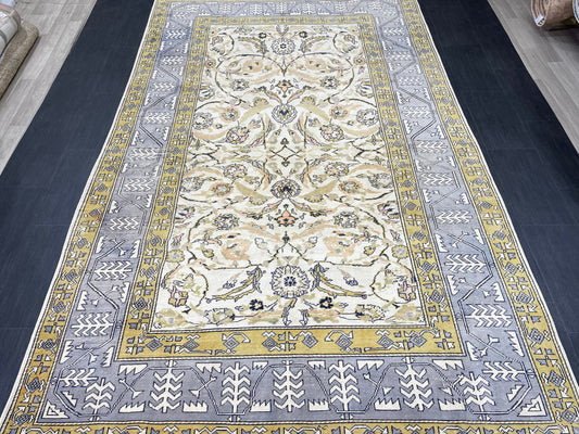 Large Fine Knotted RUG 6.3 x 10.5 Muted TURKISH Antique Rug Vintage Persian Rug Vintage Rug Wool Oushak Rug HandMade Rug Hand Knotted Rug