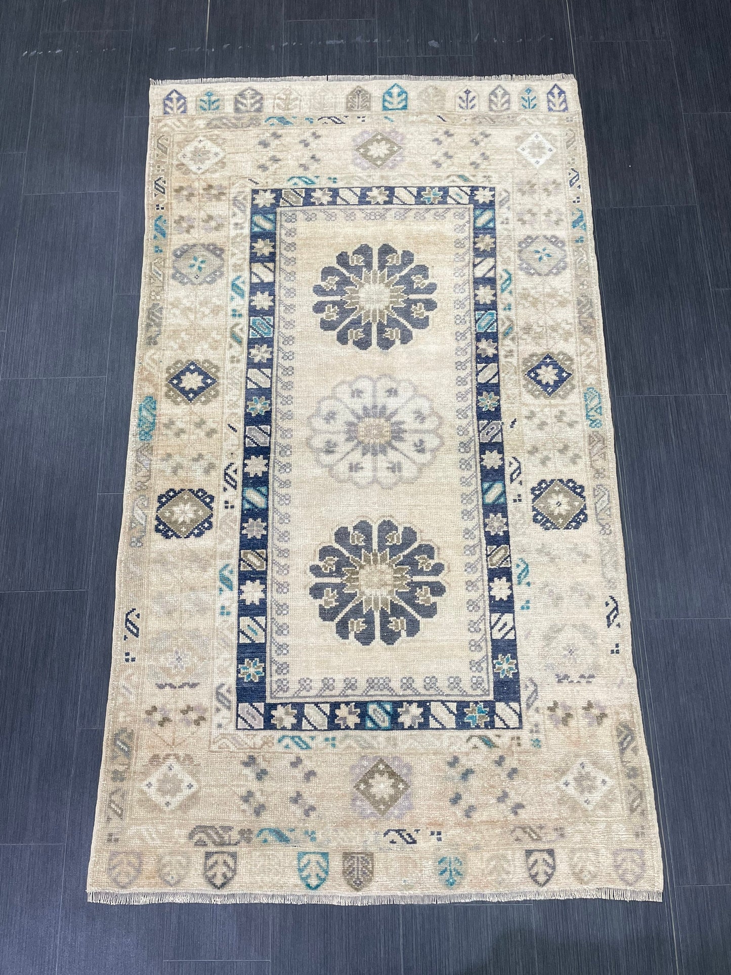 Vintage Handmade Rug Muted 3.6 x 6.3 Vintage Rug Wool Oushak Rug Hand Made Rugs Vintage Turkish Rug Living Room Rug