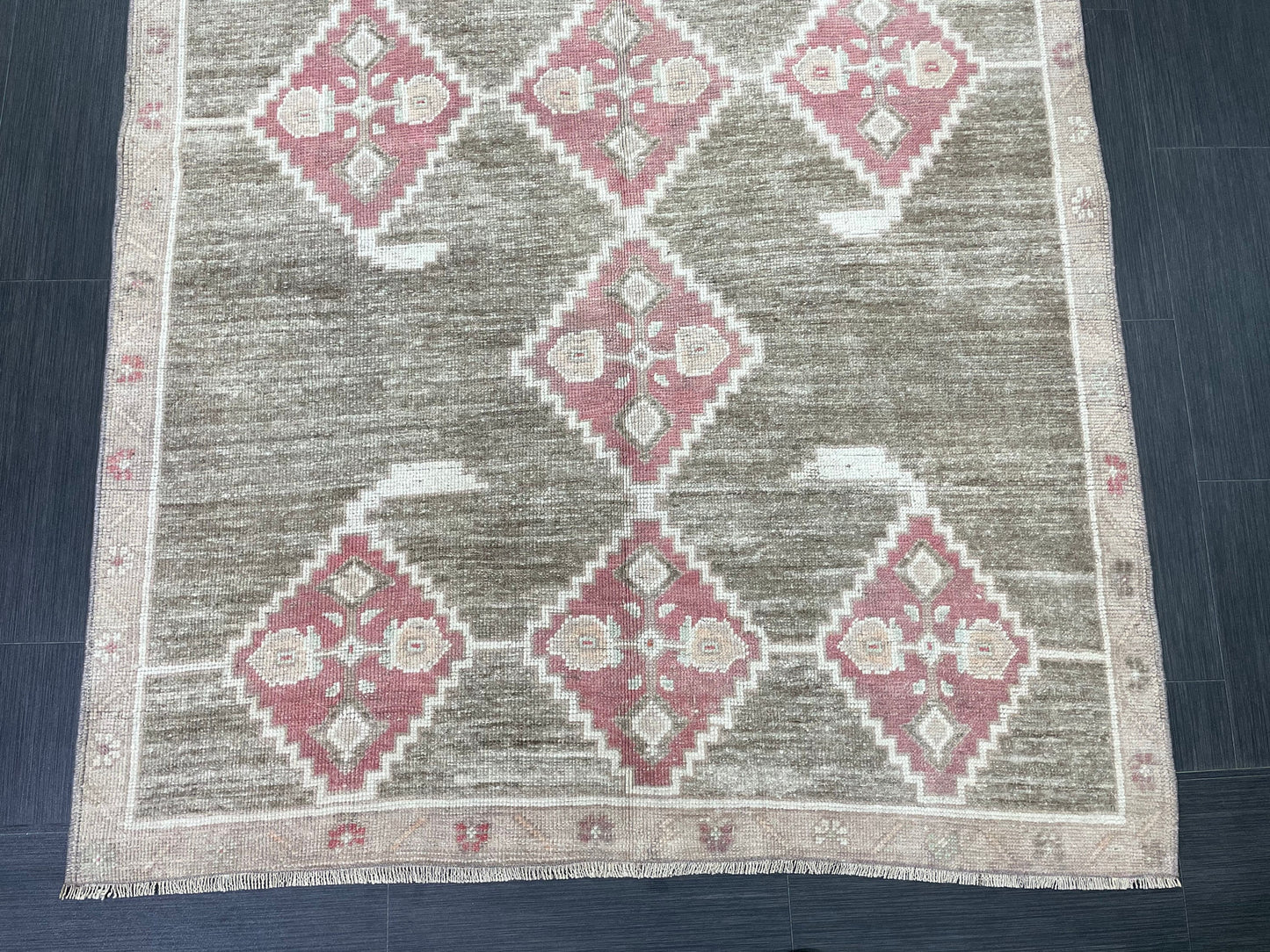 Hand Knotted Vintage Rug Muted Vintage 4.7 x 10.6 ft Rug Wool Oriental Rug Handmade Rug Vintage Oushak Turkish Rug Muted Persian Wool Rug