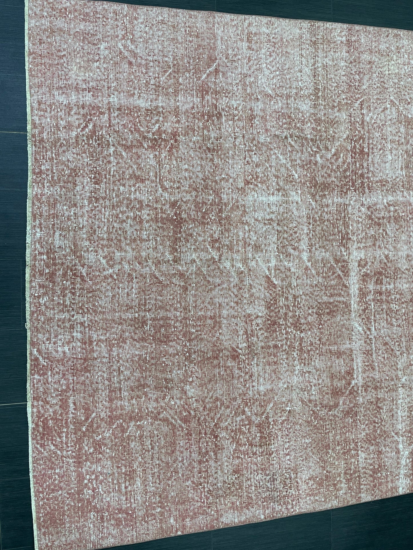 Distressed Hand Knotted Rug 6.5 x 9.2 Handmade Rug Oushak Rug Persian Rug Oriental Rug Vintage Turkish Rug Pink Wool Rug