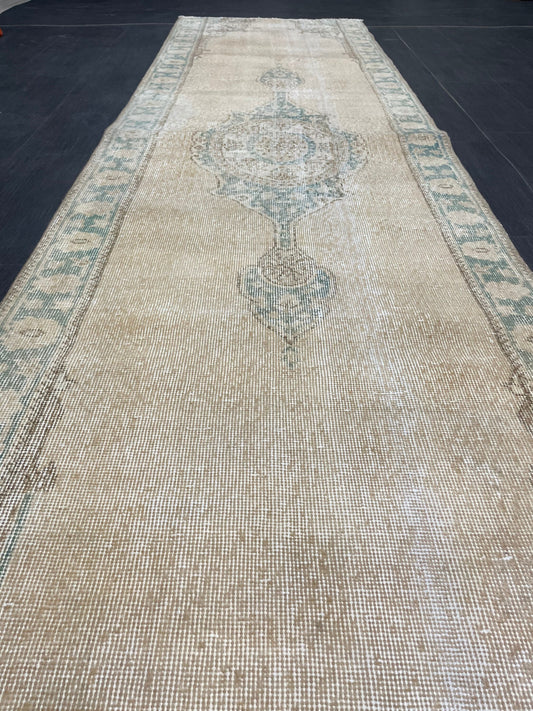 Muted Oushak Runner 2.9 x 11 Rug Distressed Turkish Runner Rug Vintage Runner Rug Hallway Runner Rug Kitchen Runner Rug Wool Runner
