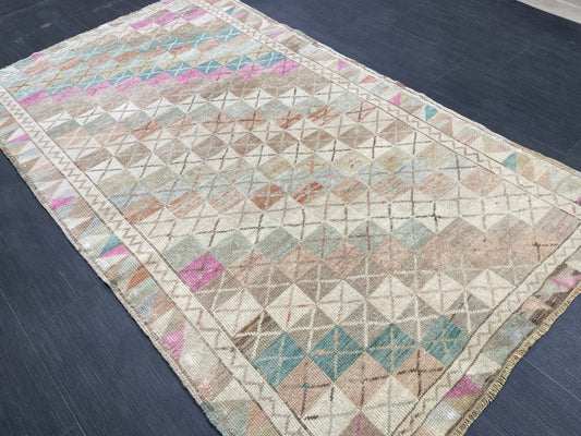 Handmade Rug 3.8 x 6.5 Oushak Rug, Decor Rug, Bohemian Rug, Rug Runner, Turkish Rug, Farmhouse Rug, Vintage Rug, Wool rug
