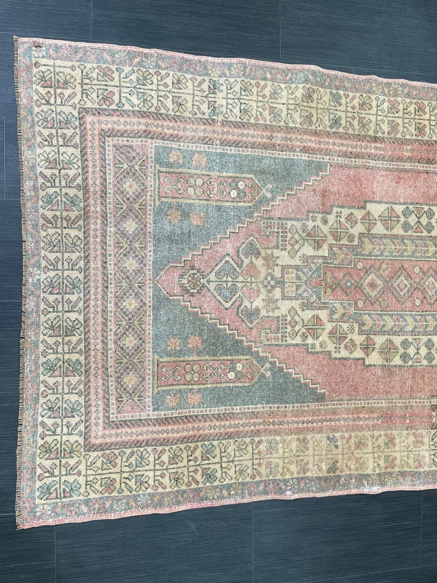 Vintage Handmade Rug Muted 3.8 x 7 Vintage Rug Wool Oushak Rug Hand Made Rugs Vintage Turkish Rug Living Room Rug
