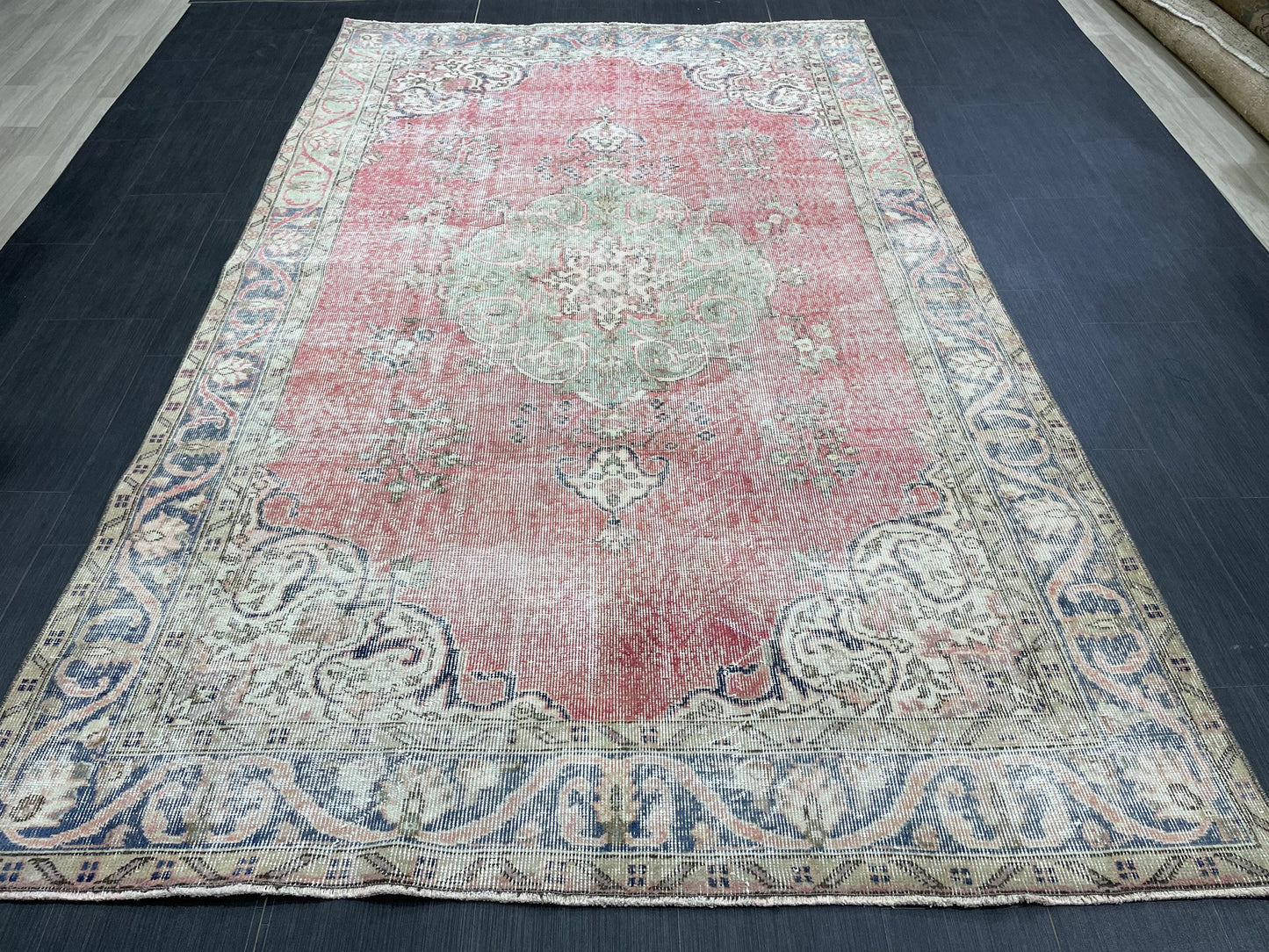 TURKISH HAND MADE Rug 5.6 x 9 Vintage Distressed Rug Oushak Rug Traditional Rug Oriental Rug Vintage Floral Rug Wool Rug