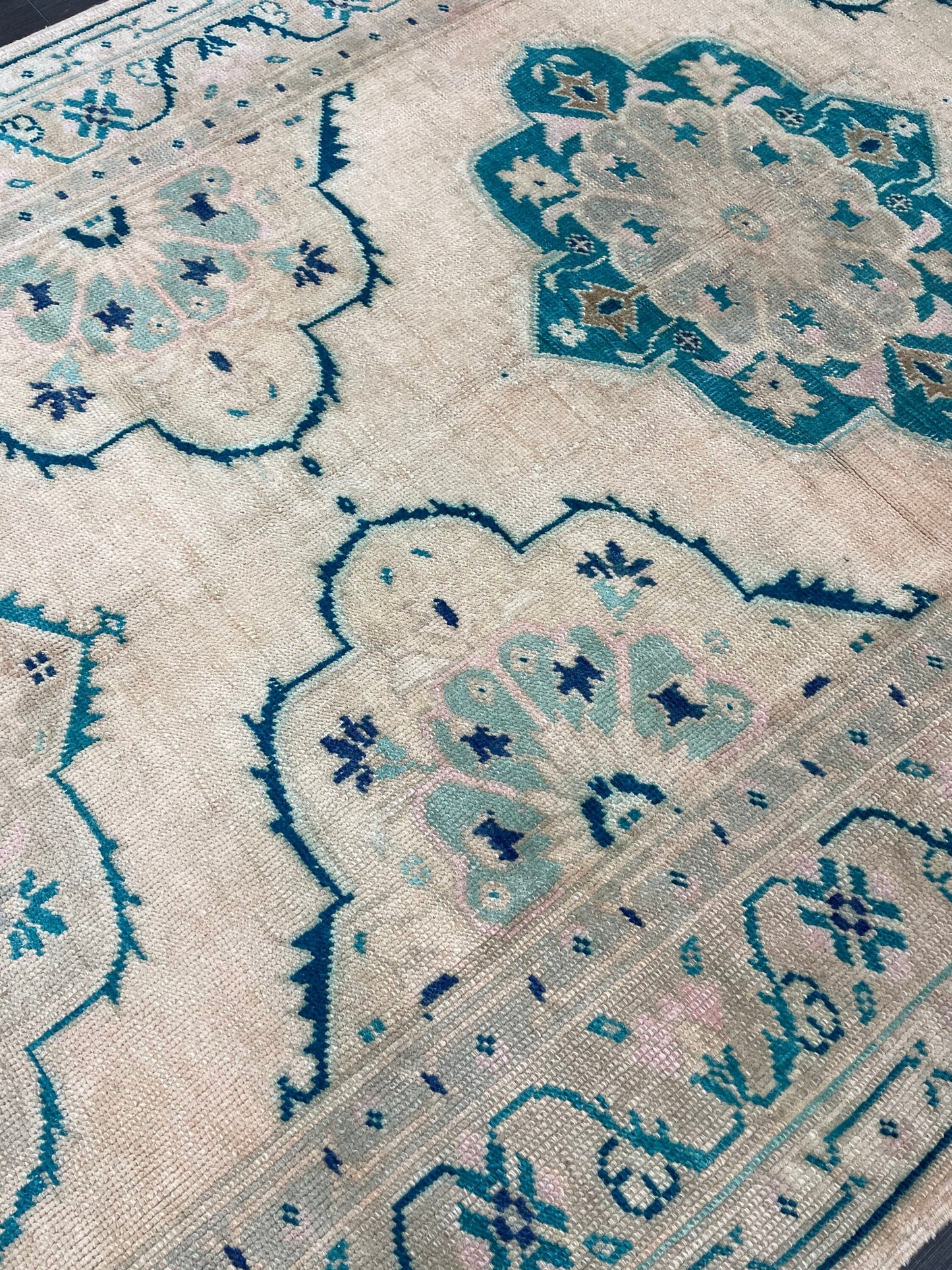 Muted Hand Knotted Rugs 4.7 x 11.8 Handmade Rug, WOOL Oushak Rug Rustic Rug Runner, Turkish Rug Farmhouse Rug Vintage Rug Wool rug