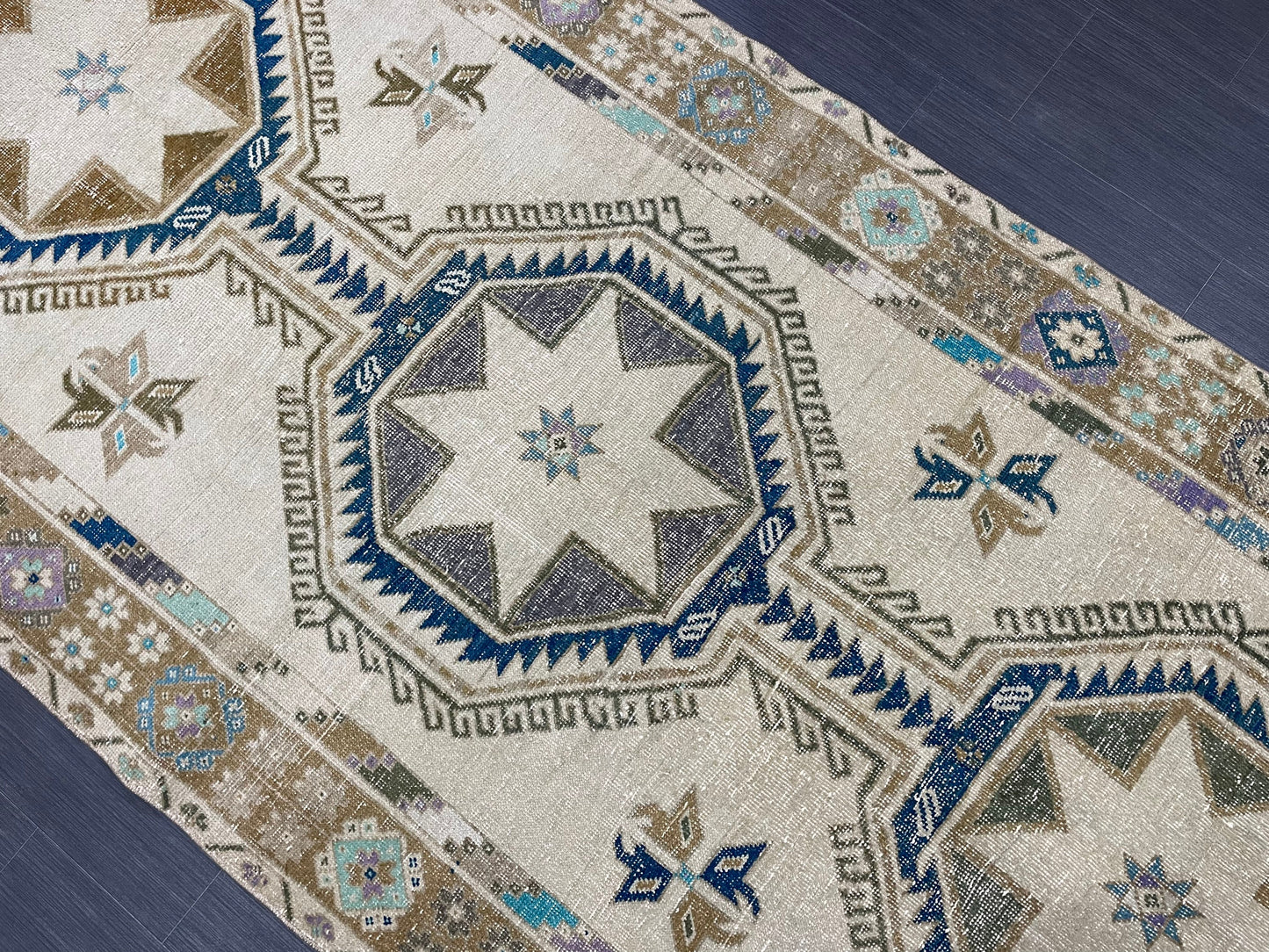 Muted Vintage Runner Rug Persian Runner Rug 4.6 x 11.8 Star Rug Runner Turkish Runner Kitchen Runner Rug Antique Wool Oriental Runner