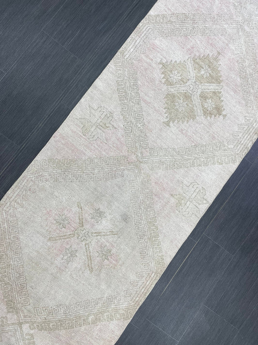 Muted Oushak Runner 2.7 x 13.4 Rug Turkish Runner Rug Vintage Runner Rug Long Hallway Runner Rug Kitchen Runner Rug Wool Runner