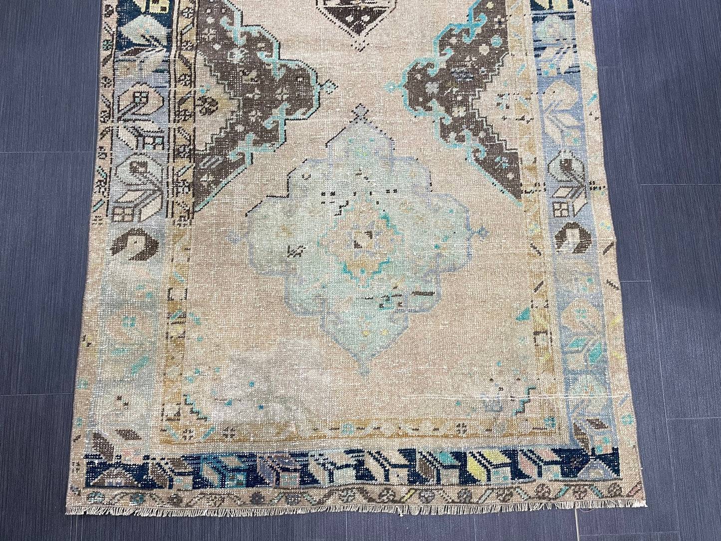 Muted 3.6 x 6 Rug Handmade Rug, Oushak Rug, Rustic Rug Hand Knotted, Turkish Rug, Farmhouse Rug, Vintage Rug, Wool rug
