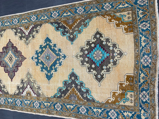 Vintage Handmade Vintage 5x13 Runner Oushak Runner Rug Turkish Runner Rug Vintage Runner Rug Star Kitchen Runner Natural Wool Runner