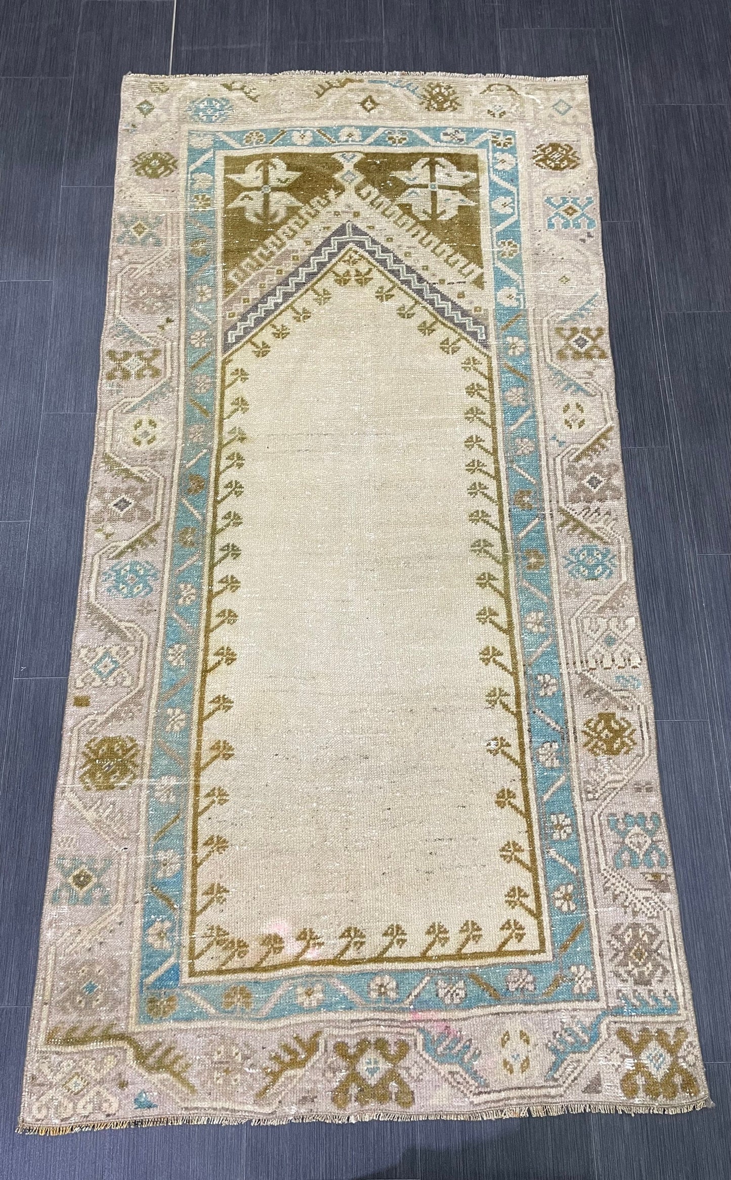 Vintage Rug 3.2 x 6.3 Turkish Rug Wool Vanity Rug Handmade Rug Persian Rug, Hand Knotted Wool Rug