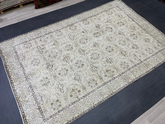 Hand Knotted Rug 6.7 x 10.5 TURKISH Rug Vintage Rug Oushak Rug Wool Distressed Rug Handmade Rugs Vintage Turkish Rug