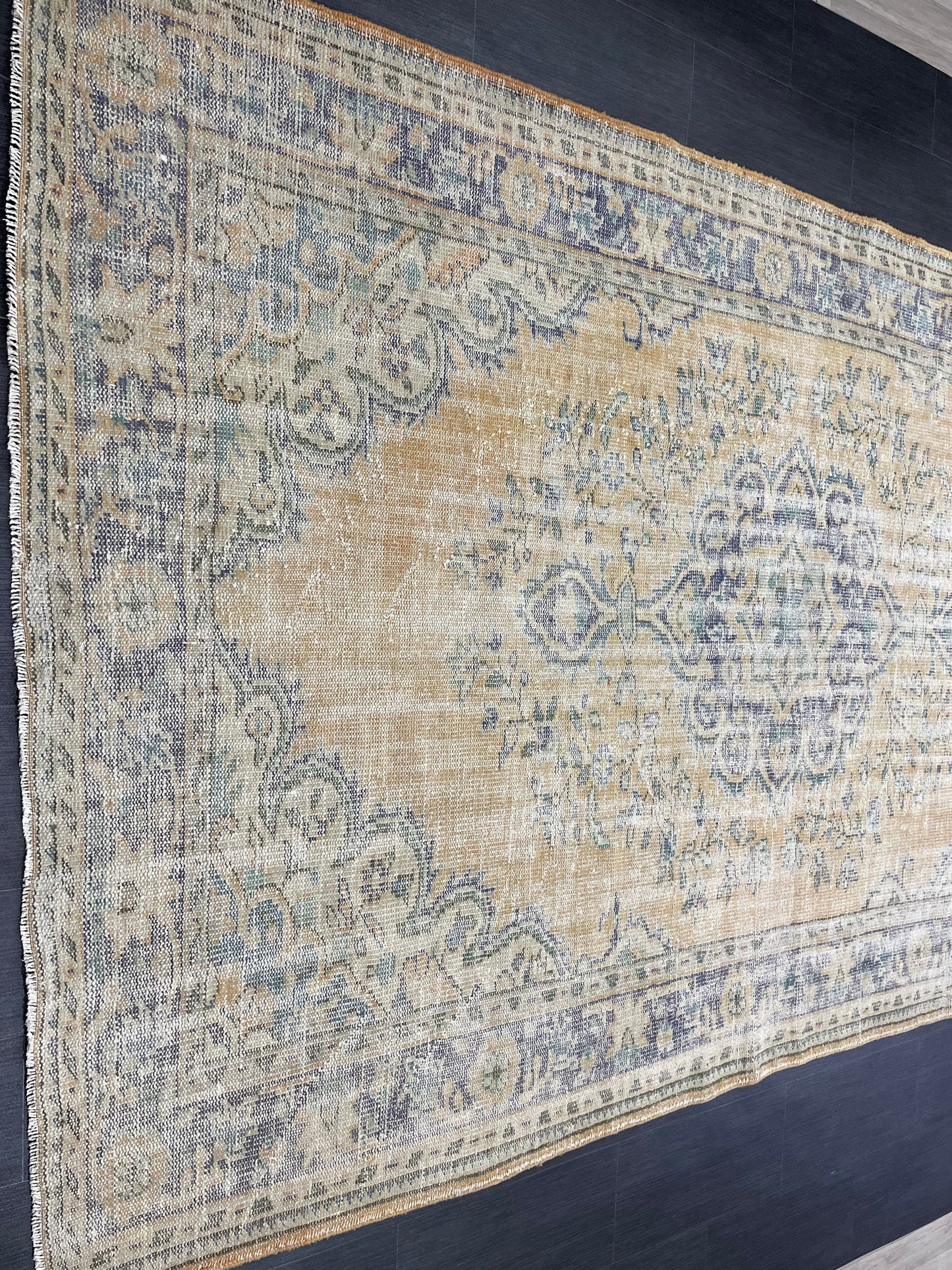 Large OUSHAK RUG TURKISH 6.3 x 10 Rug Vintage Rug Wool Distressed Rug Handmade Rugs Turkish Rug Muted Oriental rug Hand Knotted Rug