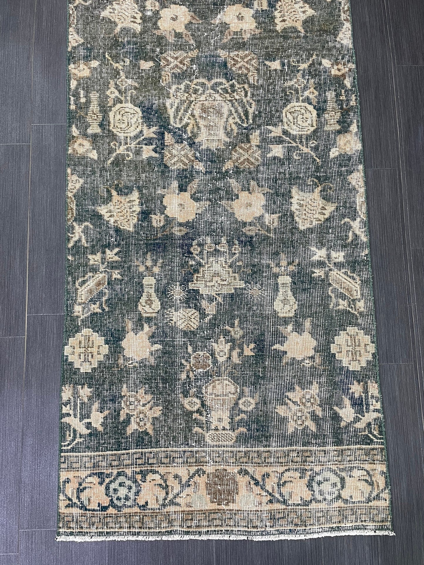 Vintage Runner Rug 2.5 x 7 Turkish Runner Rug Varigated Brown Vintage Runner Rug Hallway Runner Rug Kitchen Runner Rug Wool Runner