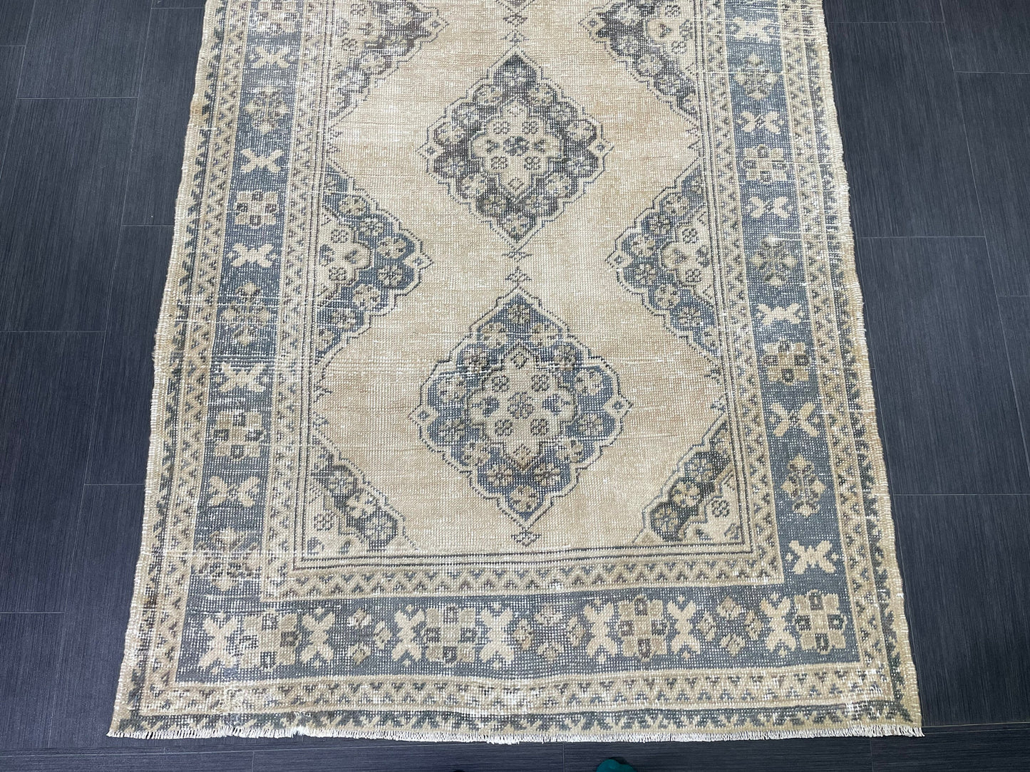 Vintage Hand Knotted Rug Vintage 4.2 x 11 Runner Muted Runner Rug Turkish Runner Rug Vintage Runner Rug Star Kitchen Runner Most See Rug