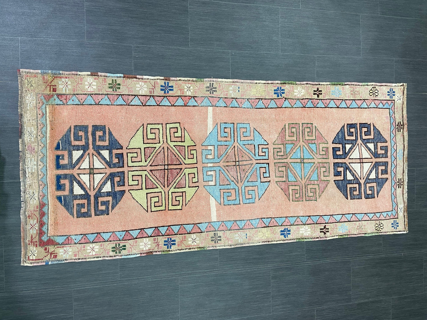 Muted Vintage Runner Rug 2.9 x 6.8 Turkish Runner Rug Vintage Muted Runner Rug Hallway Runner Soft Wool Runner